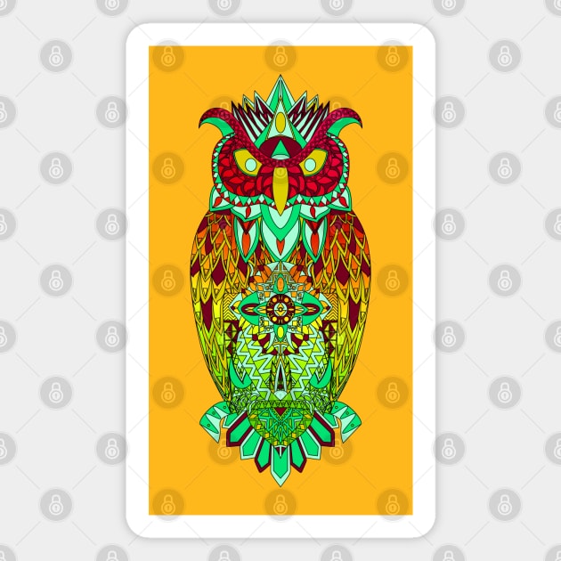 big little owl in mexican pattern ecopop Magnet by jorge_lebeau